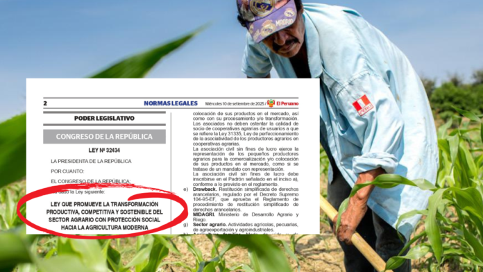 Gremio agrario cuestiona reglamentación de la Ley 32434 del sector agrario